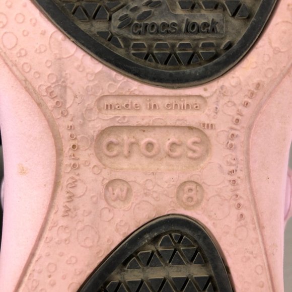 Crocs Women's Size 8 Mercy Work Pink Floral SlipOn Crocs Lock Rubber Clogs - Picture 10 of 11